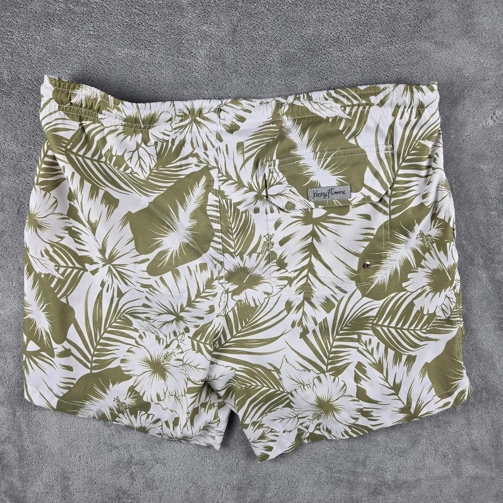 Kenny Flowers Bali Hai Palm Leaf Swim Trunks Shorts Mens Medium Tropical‎